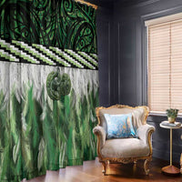 Green Traditional Cloak Aotearoa Window Curtain Maori Paua Shell Korowai Pattern LT14 - Polynesian Pride