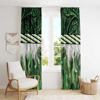 Green Traditional Cloak Aotearoa Window Curtain Maori Paua Shell Korowai Pattern LT14 - Polynesian Pride