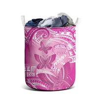 Polynesia Breast Cancer Awareness Laundry Basket Think Pink Ribbon Polynesian Butterflies LT14 - Polynesian Pride
