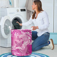 Polynesia Breast Cancer Awareness Laundry Basket Think Pink Ribbon Polynesian Butterflies LT14 - Polynesian Pride