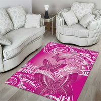 Polynesia Breast Cancer Awareness Area Rug Think Pink Ribbon Polynesian Butterflies