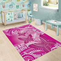 Polynesia Breast Cancer Awareness Area Rug Think Pink Ribbon Polynesian Butterflies