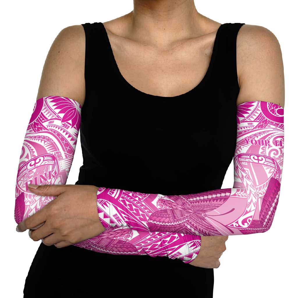 Personalised Polynesia Breast Cancer Awareness Arm Sleeves Think Pink Ribbon Polynesian Butterflies LT14 - Polynesian Pride