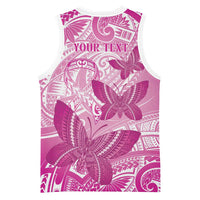 Personalised Polynesia Breast Cancer Awareness Basketball Jersey Think Pink Ribbon Polynesian Butterflies LT14 - Polynesian Pride