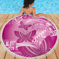 Polynesia Breast Cancer Awareness Beach Blanket Think Pink Ribbon Polynesian Butterflies LT14 - Polynesian Pride