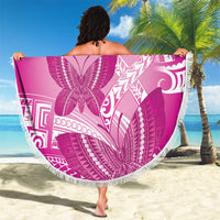 Polynesia Breast Cancer Awareness Beach Blanket Think Pink Ribbon Polynesian Butterflies LT14 - Polynesian Pride