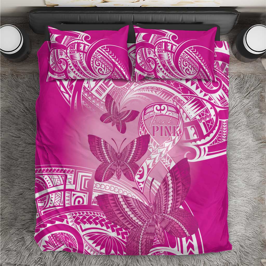 Polynesia Breast Cancer Awareness Bedding Set Think Pink Ribbon Polynesian Butterflies LT14 Pink - Polynesian Pride