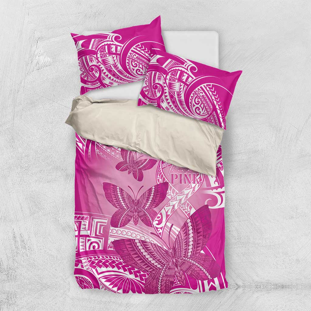 Polynesia Breast Cancer Awareness Bedding Set Think Pink Ribbon Polynesian Butterflies LT14 US Twin 172cm x 218cm Pink - Polynesian Pride