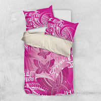 Polynesia Breast Cancer Awareness Bedding Set Think Pink Ribbon Polynesian Butterflies LT14 US Twin 172cm x 218cm Pink - Polynesian Pride