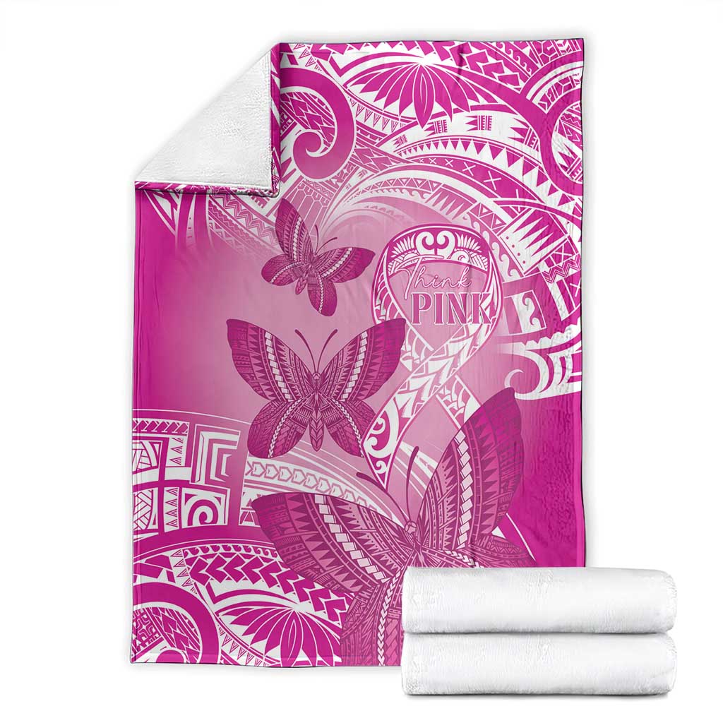 Polynesia Breast Cancer Awareness Blanket Think Pink Ribbon Polynesian Butterflies LT14 - Polynesian Pride