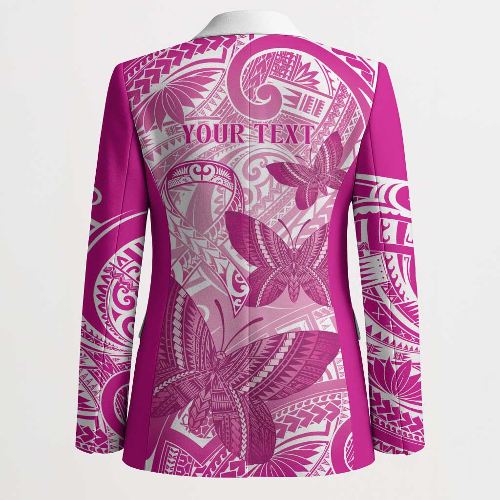 Personalised Polynesia Breast Cancer Awareness Blazer Think Pink Ribbon Polynesian Butterflies LT14 - Polynesian Pride