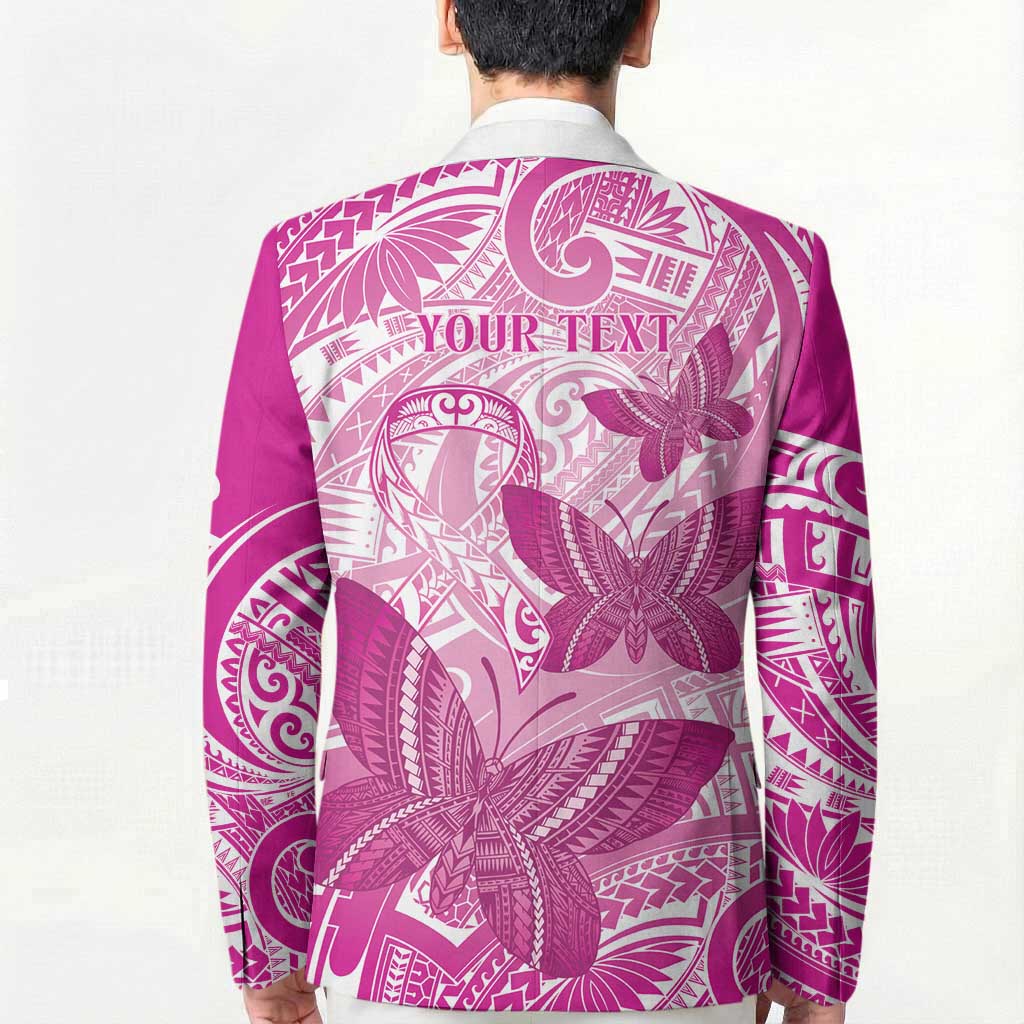 Personalised Polynesia Breast Cancer Awareness Blazer Think Pink Ribbon Polynesian Butterflies LT14 - Polynesian Pride