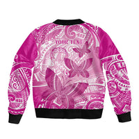 Personalised Polynesia Breast Cancer Awareness Bomber Jacket Think Pink Ribbon Polynesian Butterflies LT14 - Polynesian Pride