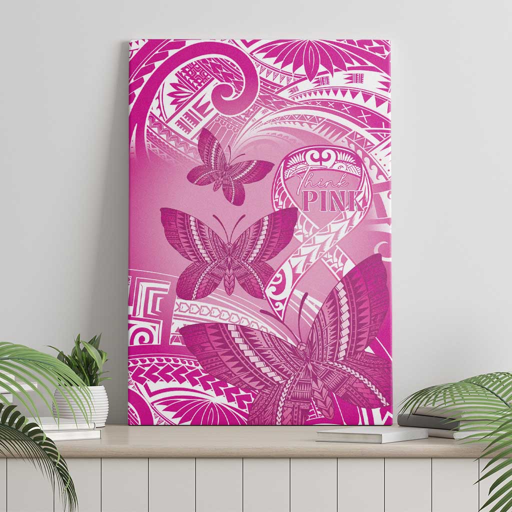 Polynesia Breast Cancer Awareness Canvas Wall Art Think Pink Ribbon Polynesian Butterflies LT14 - Polynesian Pride