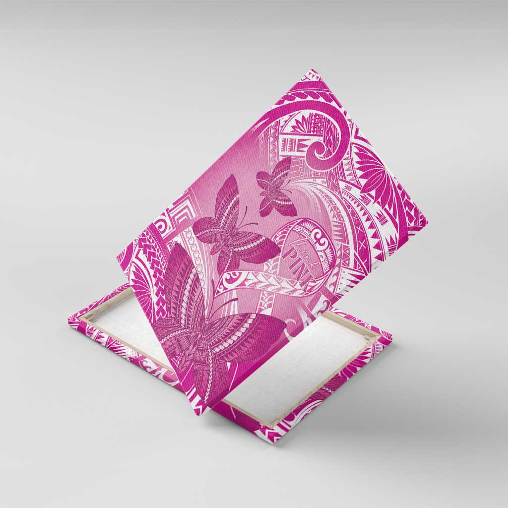 Polynesia Breast Cancer Awareness Canvas Wall Art Think Pink Ribbon Polynesian Butterflies LT14 With Frame Pink - Polynesian Pride