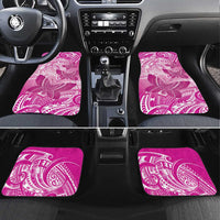 Personalised Polynesia Breast Cancer Awareness Car Mats Think Pink Ribbon Polynesian Butterflies LT14 Set 4pcs Pink - Polynesian Pride