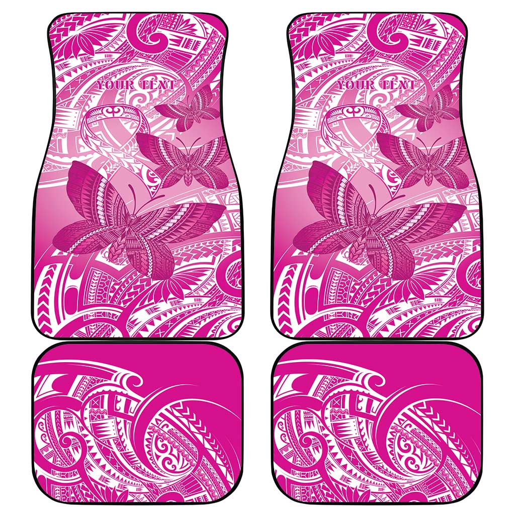 Personalised Polynesia Breast Cancer Awareness Car Mats Think Pink Ribbon Polynesian Butterflies LT14 - Polynesian Pride
