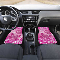 Personalised Polynesia Breast Cancer Awareness Car Mats Think Pink Ribbon Polynesian Butterflies LT14 Set 2pcs - Front Pink - Polynesian Pride