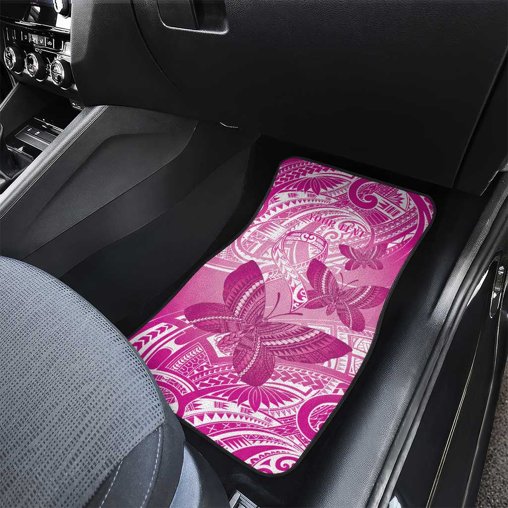 Personalised Polynesia Breast Cancer Awareness Car Mats Think Pink Ribbon Polynesian Butterflies LT14 - Polynesian Pride
