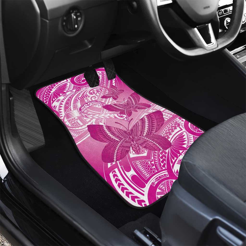 Personalised Polynesia Breast Cancer Awareness Car Mats Think Pink Ribbon Polynesian Butterflies LT14 - Polynesian Pride