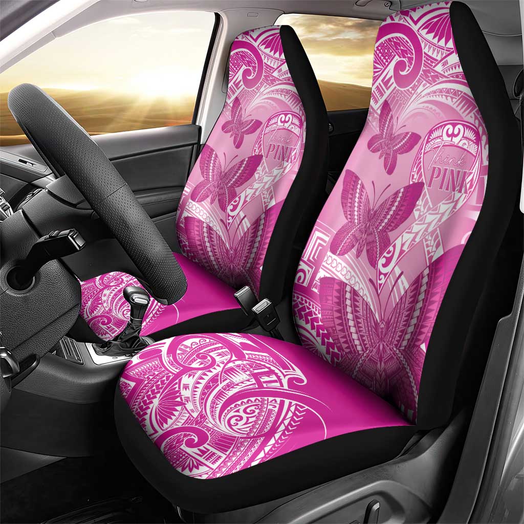 Polynesia Breast Cancer Awareness Car Seat Cover Think Pink Ribbon Polynesian Butterflies LT14 - Polynesian Pride