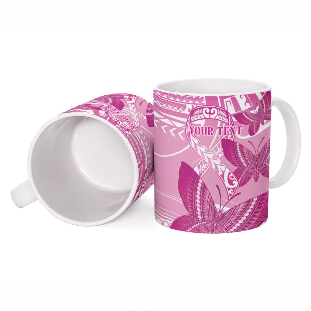 Personalised Polynesia Breast Cancer Awareness Ceramic Mug Think Pink Ribbon Polynesian Butterflies LT14 - Polynesian Pride