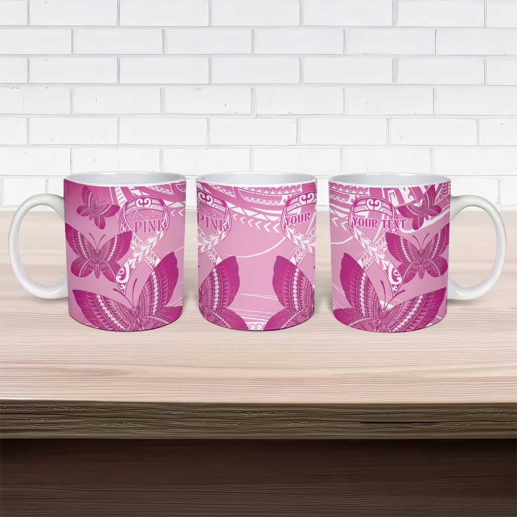 Personalised Polynesia Breast Cancer Awareness Ceramic Mug Think Pink Ribbon Polynesian Butterflies LT14 - Polynesian Pride
