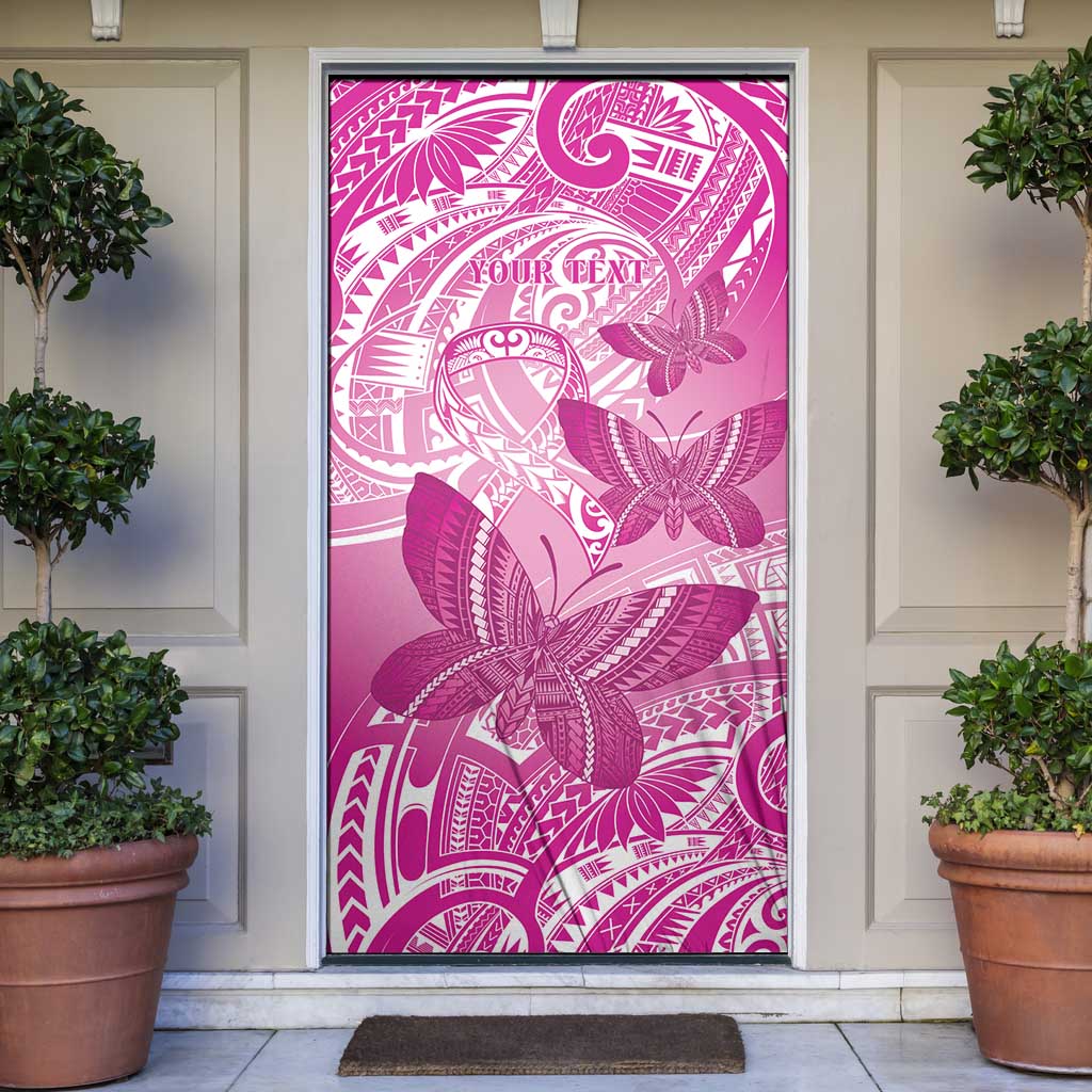 Personalised Polynesia Breast Cancer Awareness Door Cover Think Pink Ribbon Polynesian Butterflies LT14 Pink - Polynesian Pride