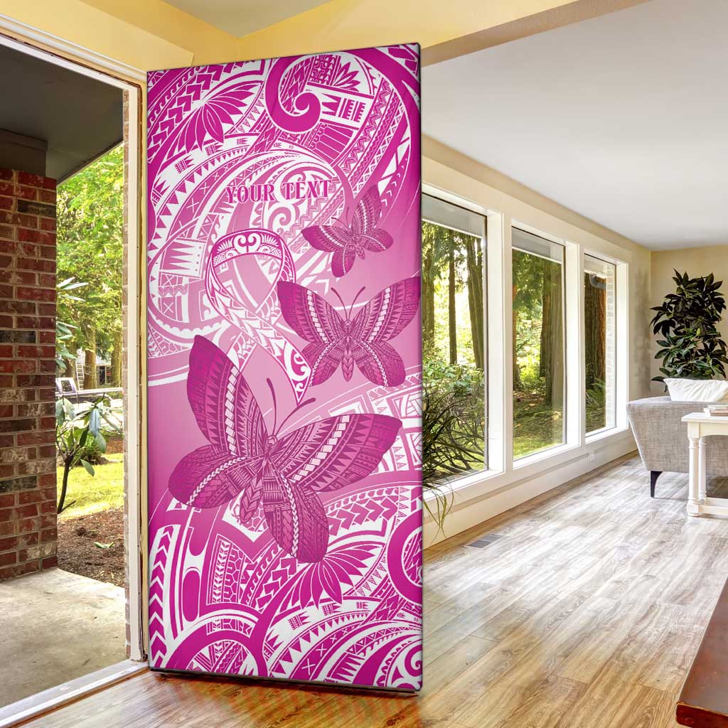 Personalised Polynesia Breast Cancer Awareness Door Cover Think Pink Ribbon Polynesian Butterflies LT14 - Polynesian Pride