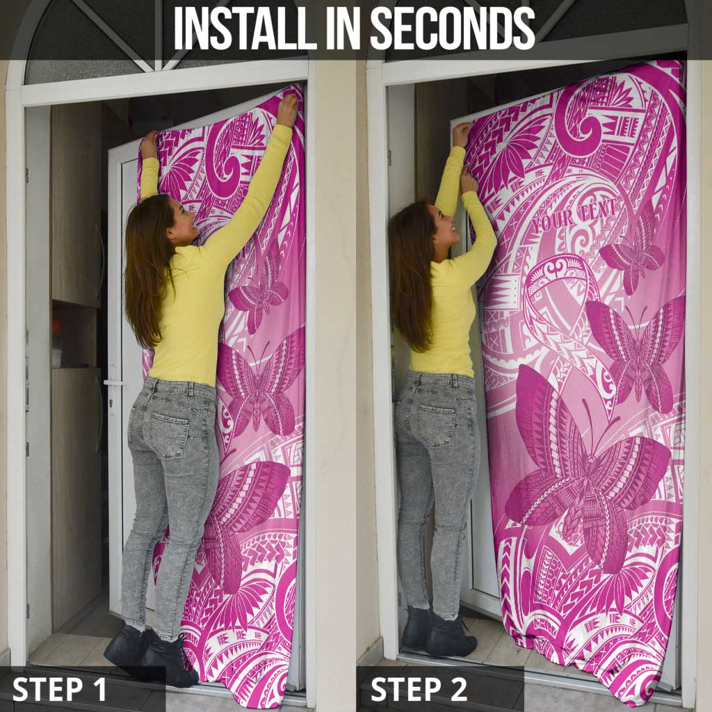 Personalised Polynesia Breast Cancer Awareness Door Cover Think Pink Ribbon Polynesian Butterflies LT14 - Polynesian Pride