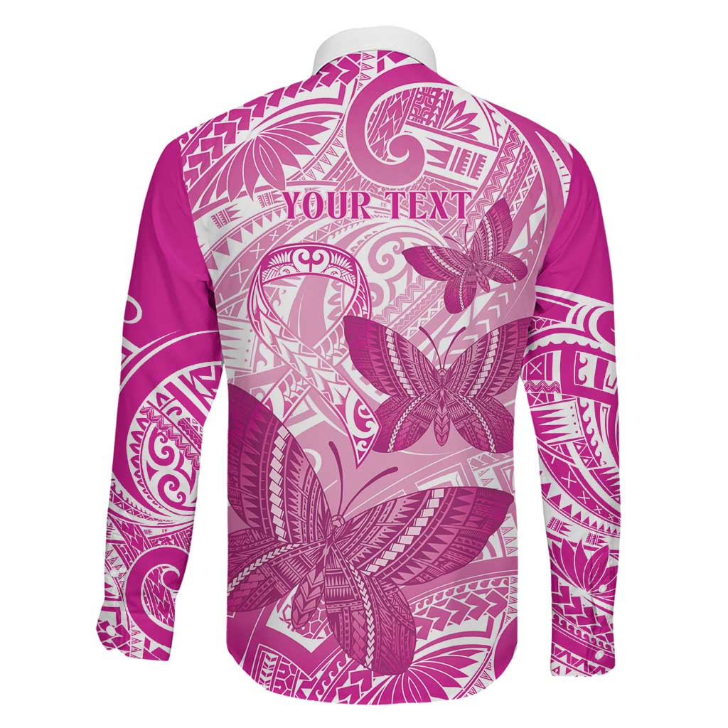 Personalised Polynesia Breast Cancer Awareness Family Matching Mermaid Dress and Hawaiian Shirt Think Pink Ribbon Polynesian Butterflies