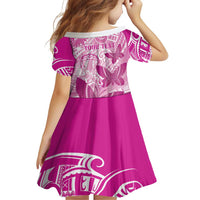 Personalised Polynesia Breast Cancer Awareness Family Matching Short Sleeve Bodycon Dress and Hawaiian Shirt Think Pink Ribbon Polynesian Butterflies
