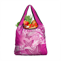 Polynesia Breast Cancer Awareness Grocery Bag Think Pink Ribbon Polynesian Butterflies LT14 1-pack One Size Pink - Polynesian Pride