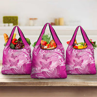 Polynesia Breast Cancer Awareness Grocery Bag Think Pink Ribbon Polynesian Butterflies LT14 3-pack One Size Pink - Polynesian Pride