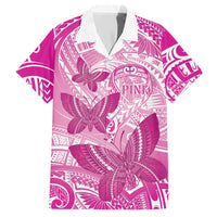 Personalised Polynesia Breast Cancer Awareness Hawaiian Shirt Think Pink Ribbon Polynesian Butterflies