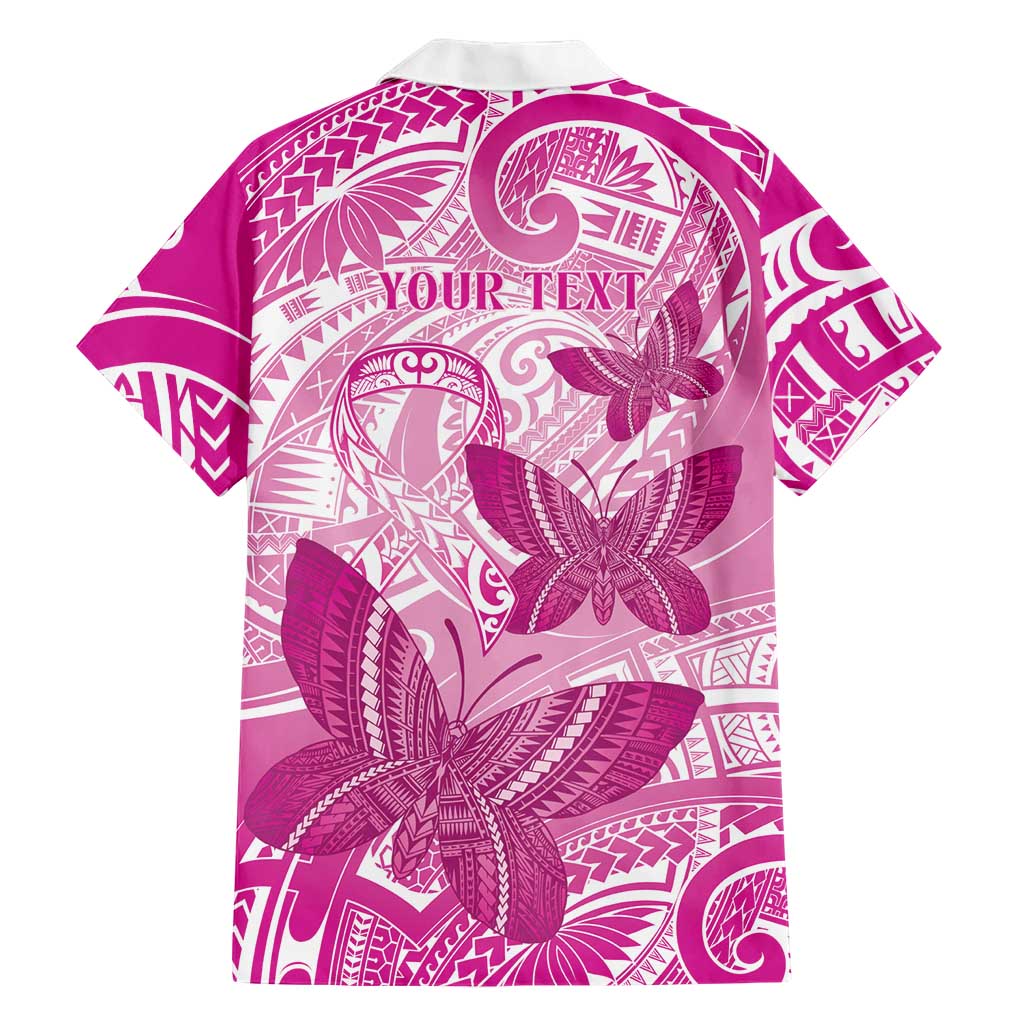 Personalised Polynesia Breast Cancer Awareness Hawaiian Shirt Think Pink Ribbon Polynesian Butterflies