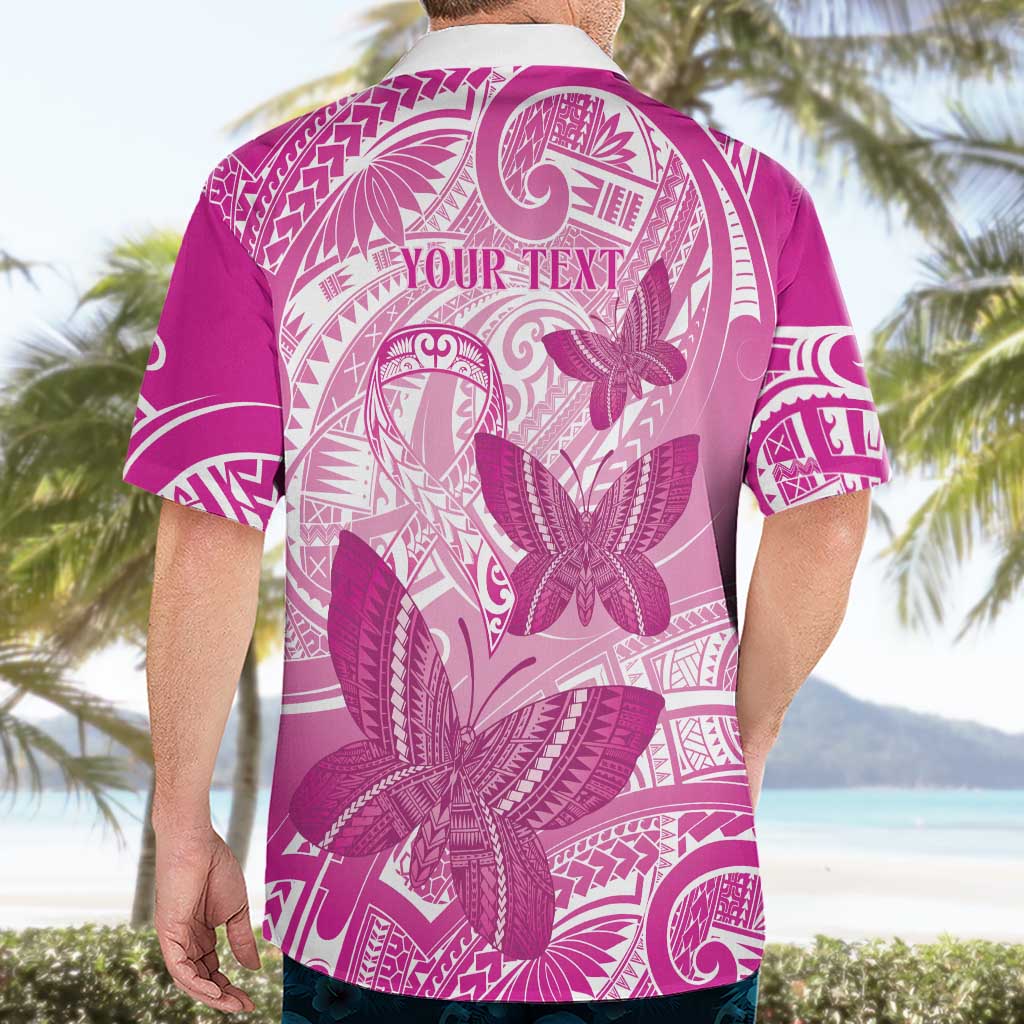 Personalised Polynesia Breast Cancer Awareness Hawaiian Shirt Think Pink Ribbon Polynesian Butterflies