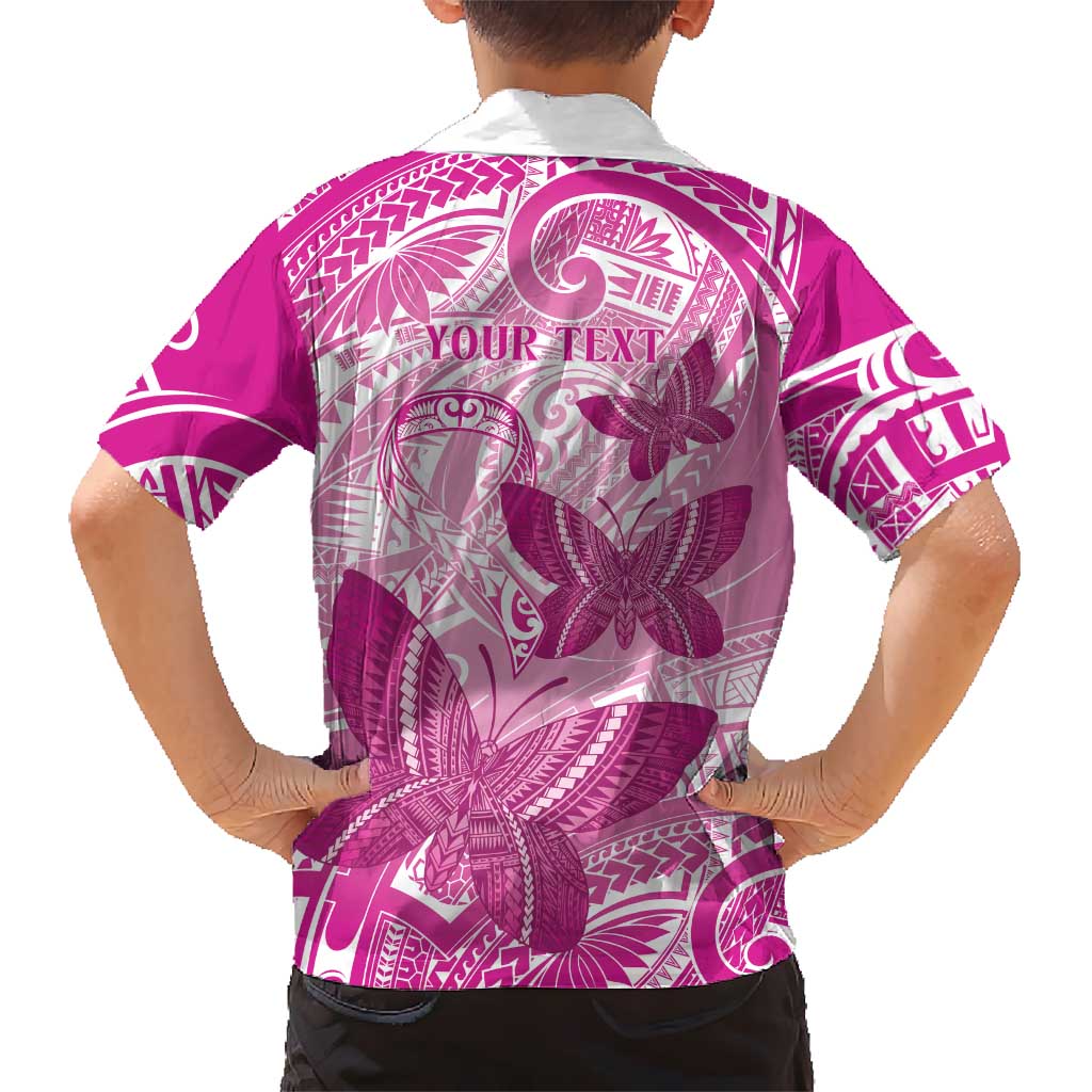 Personalised Polynesia Breast Cancer Awareness Hawaiian Shirt Think Pink Ribbon Polynesian Butterflies