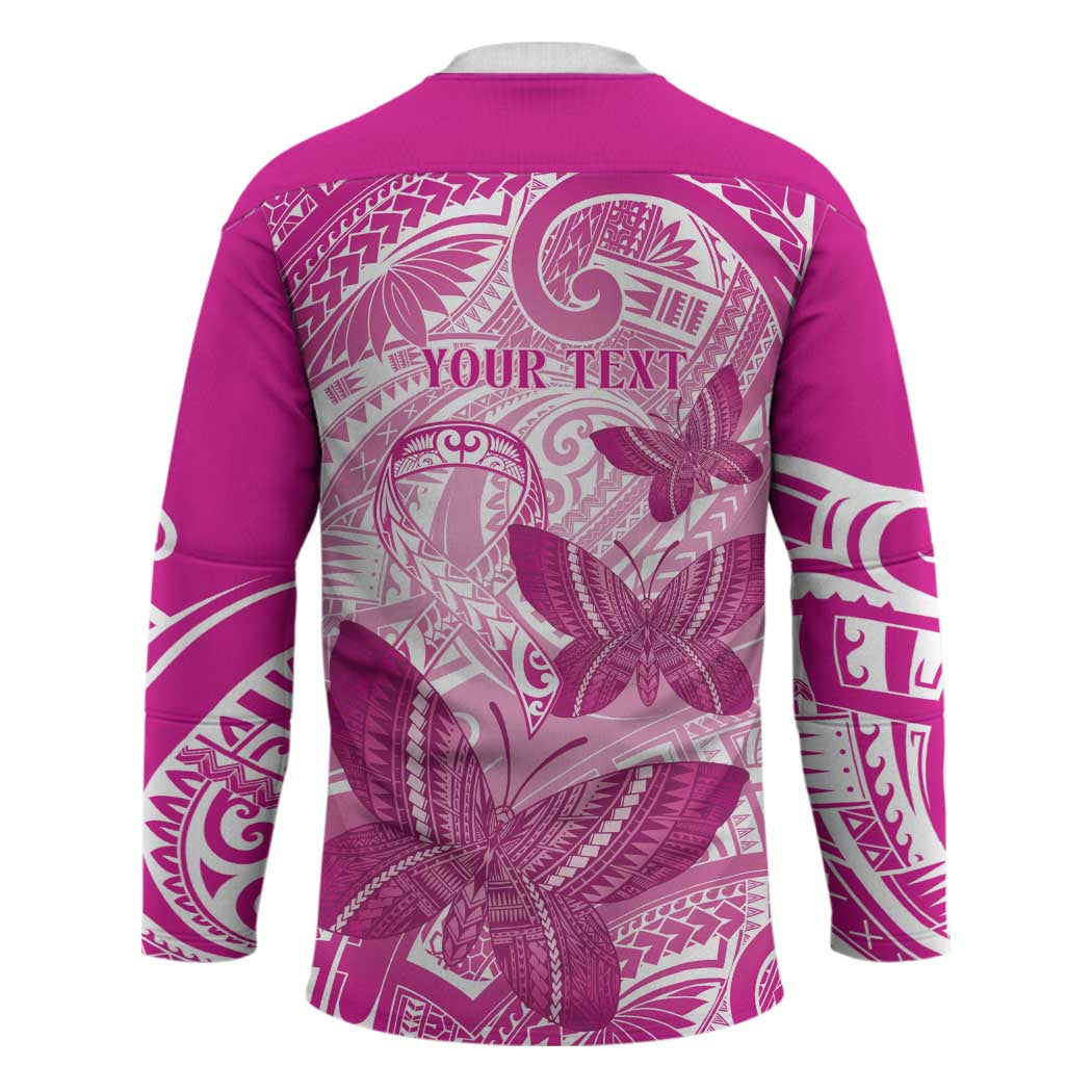 Personalised Polynesia Breast Cancer Awareness Hockey Jersey Think Pink Ribbon Polynesian Butterflies LT14 - Polynesian Pride