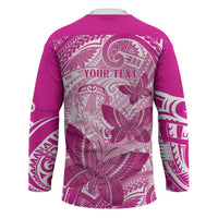Personalised Polynesia Breast Cancer Awareness Hockey Jersey Think Pink Ribbon Polynesian Butterflies LT14 - Polynesian Pride