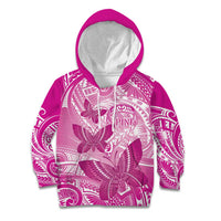 Personalised Polynesia Breast Cancer Awareness Kid Hoodie Think Pink Ribbon Polynesian Butterflies LT14 Hoodie Pink - Polynesian Pride