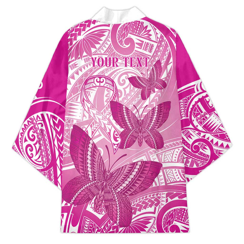 Personalised Polynesia Breast Cancer Awareness Kimono Think Pink Ribbon Polynesian Butterflies LT14 - Polynesian Pride