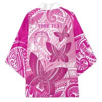 Personalised Polynesia Breast Cancer Awareness Kimono Think Pink Ribbon Polynesian Butterflies LT14 - Polynesian Pride