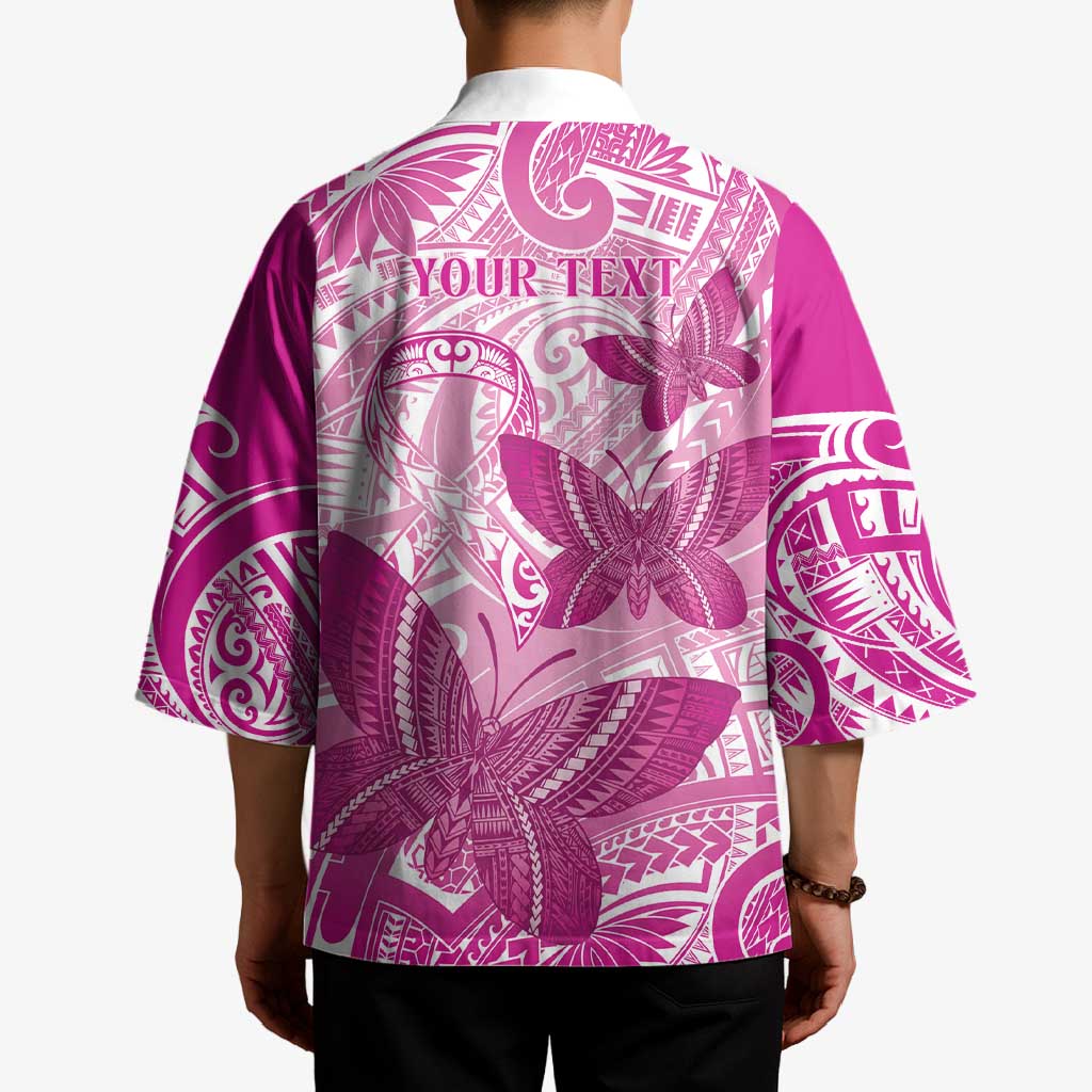 Personalised Polynesia Breast Cancer Awareness Kimono Think Pink Ribbon Polynesian Butterflies LT14 - Polynesian Pride