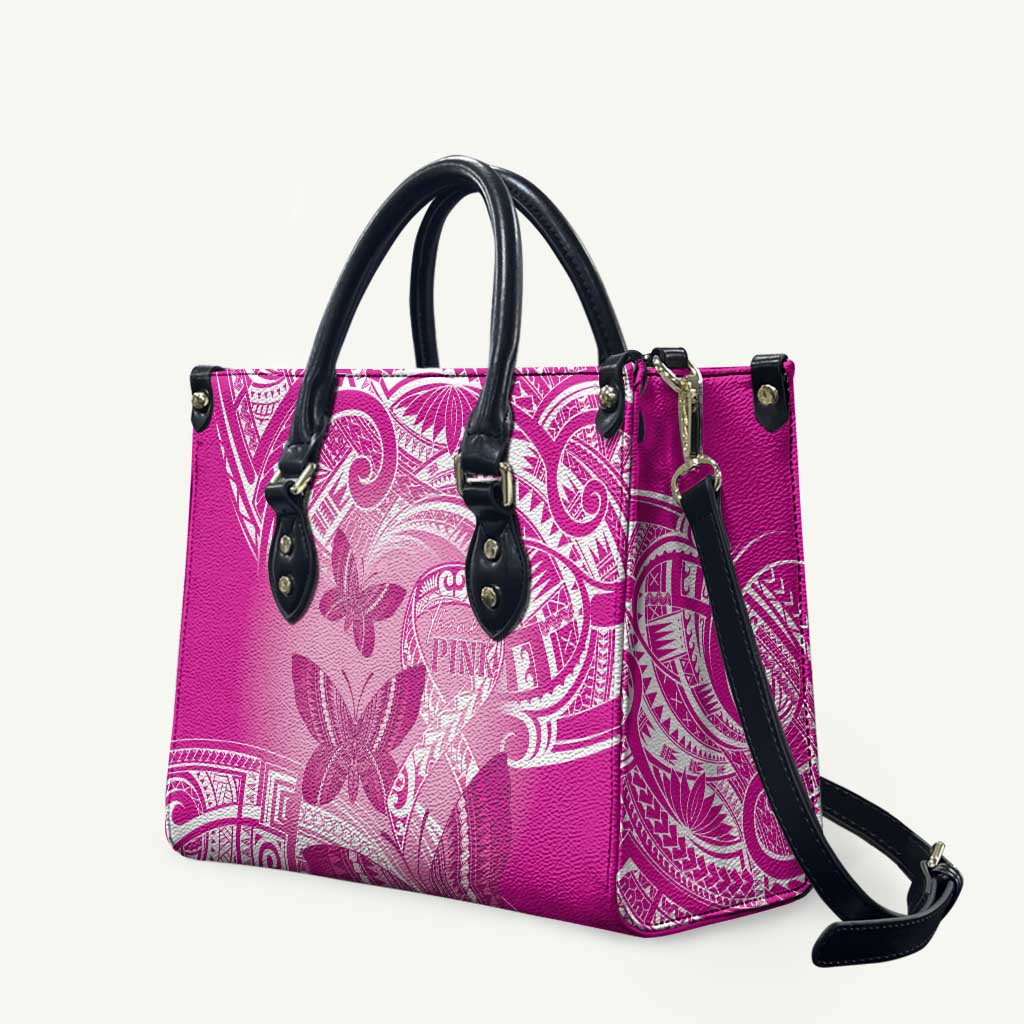 Polynesia Breast Cancer Awareness Leather Bag Think Pink Ribbon Polynesian Butterflies LT14 Pink - Polynesian Pride