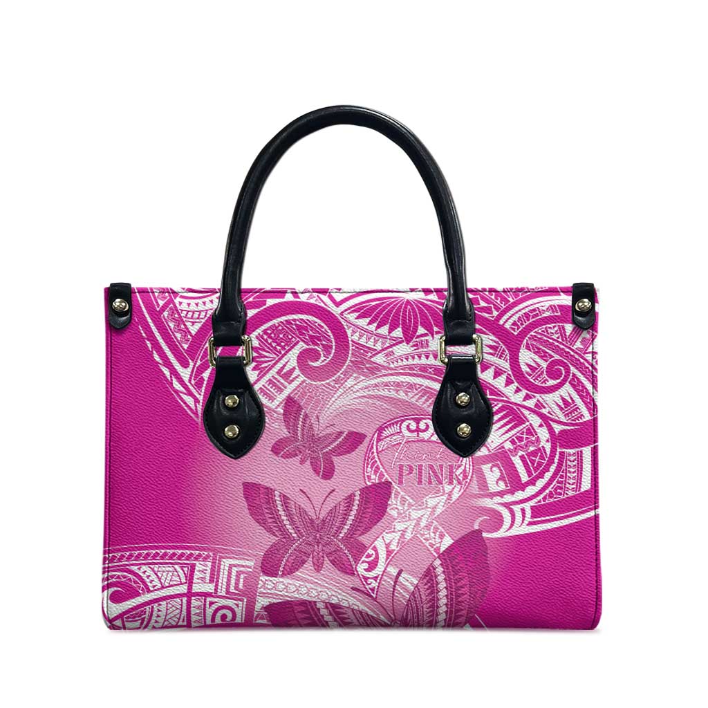 Polynesia Breast Cancer Awareness Leather Bag Think Pink Ribbon Polynesian Butterflies LT14 - Polynesian Pride