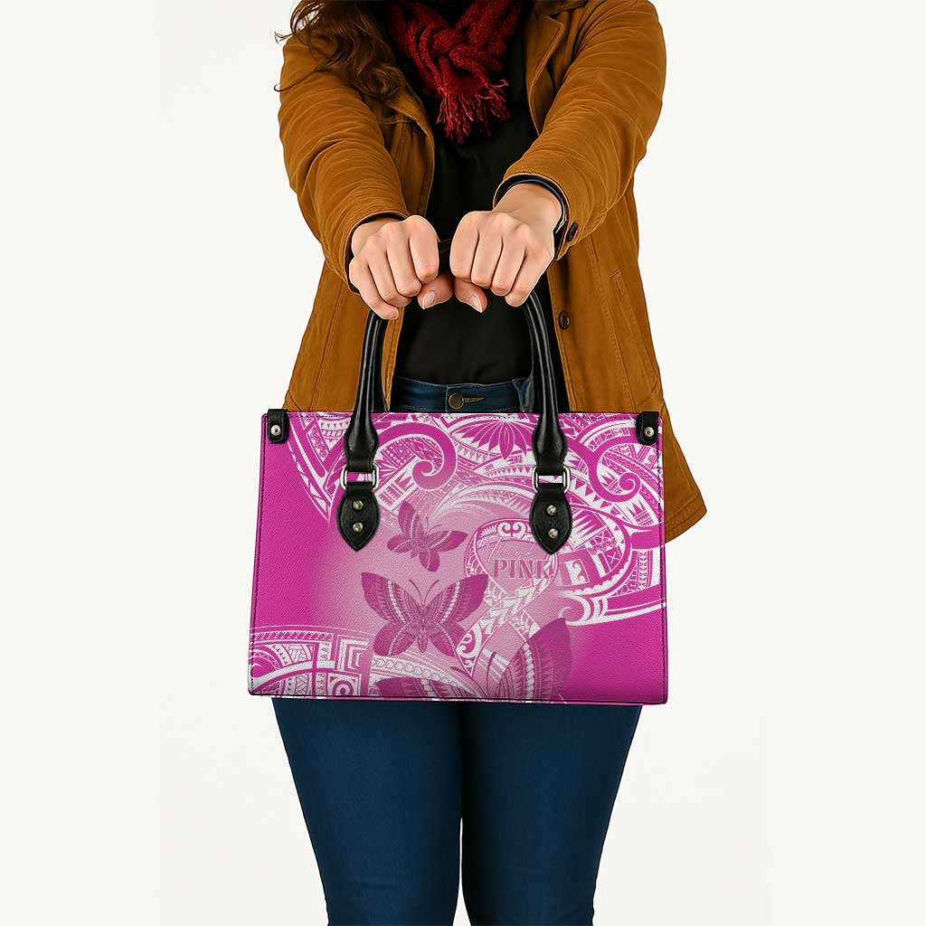 Polynesia Breast Cancer Awareness Leather Bag Think Pink Ribbon Polynesian Butterflies LT14 - Polynesian Pride