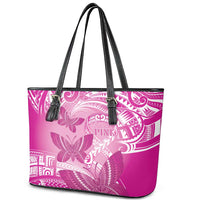 Polynesia Breast Cancer Awareness Leather Tote Bag Think Pink Ribbon Polynesian Butterflies LT14 - Polynesian Pride