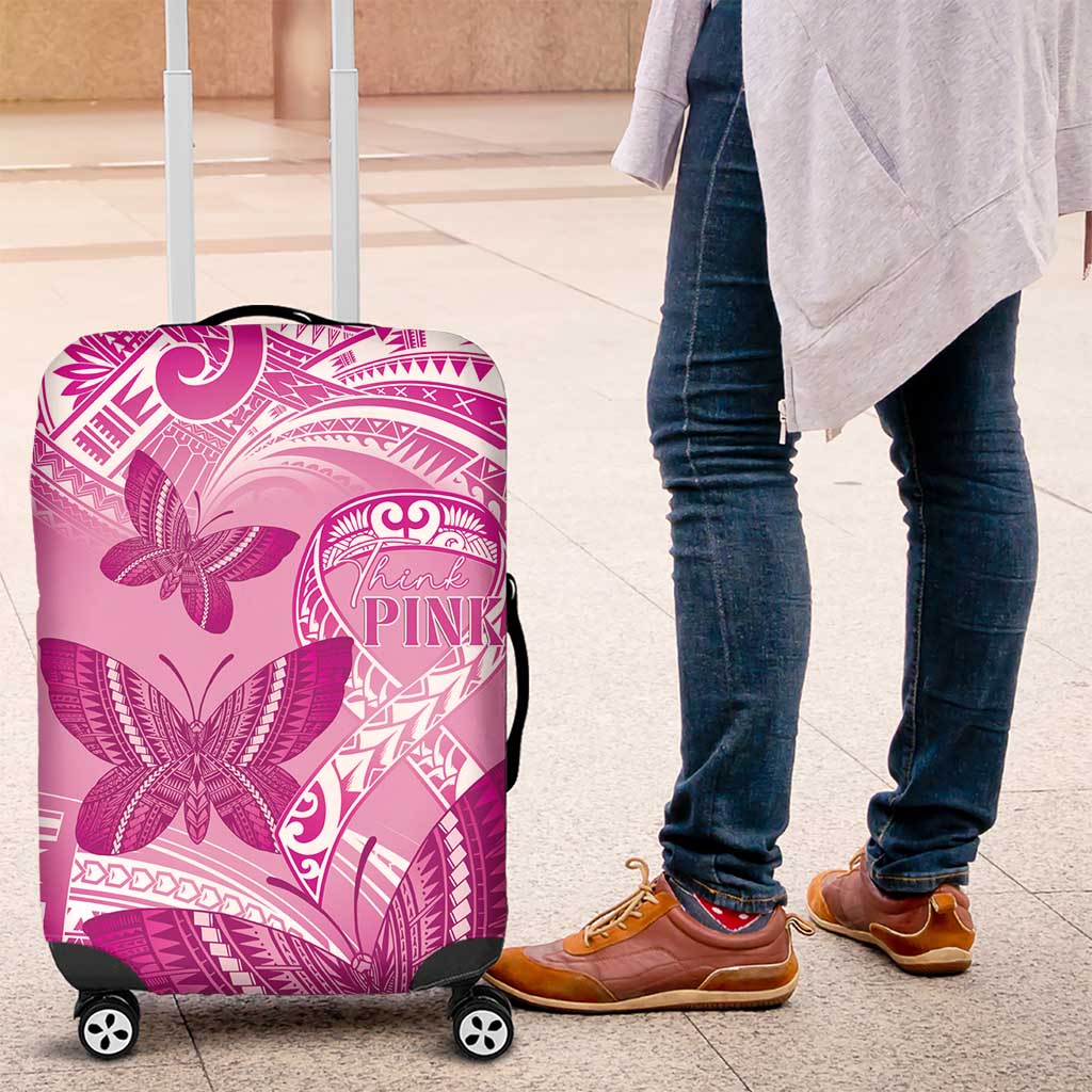 Polynesia Breast Cancer Awareness Luggage Cover Think Pink Ribbon Polynesian Butterflies LT14 Pink - Polynesian Pride