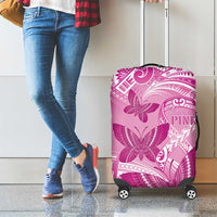 Polynesia Breast Cancer Awareness Luggage Cover Think Pink Ribbon Polynesian Butterflies LT14 - Polynesian Pride